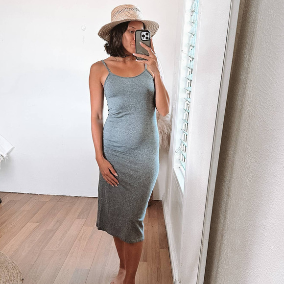 Skin Organic Cotton Slip Dress Dark Gray Size 0 - Picture 3 of 11